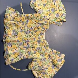 Floral Yellow and Purple Top